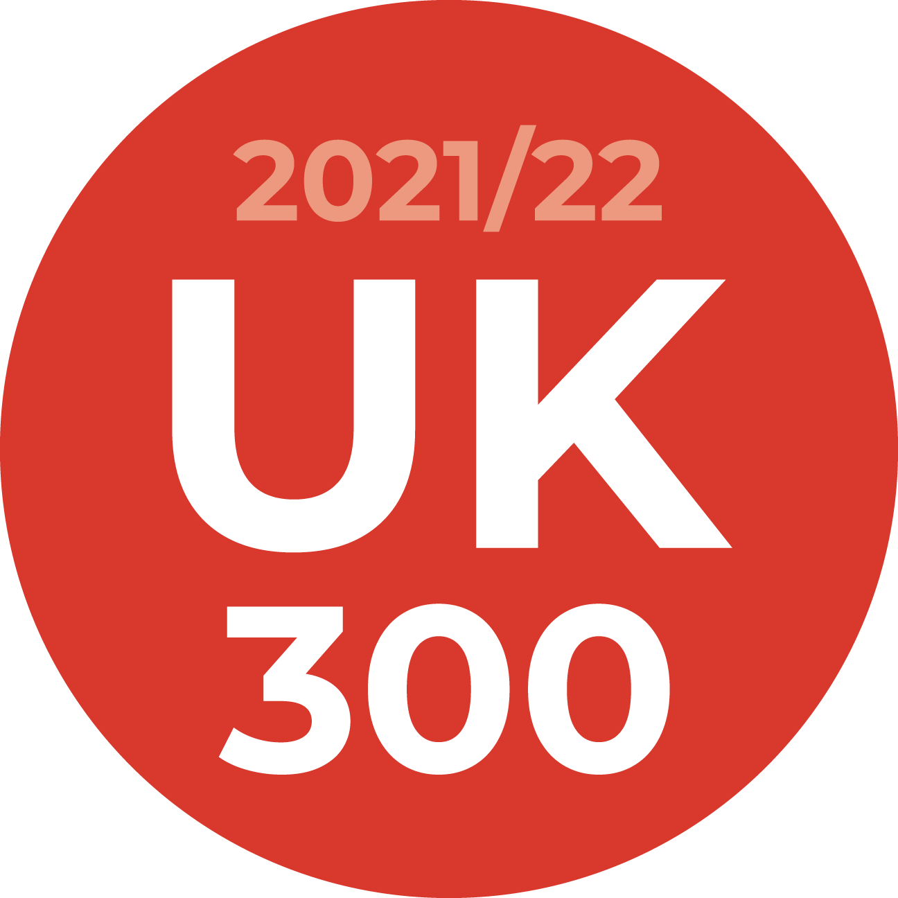award badge for UK 300 2021 to 2022